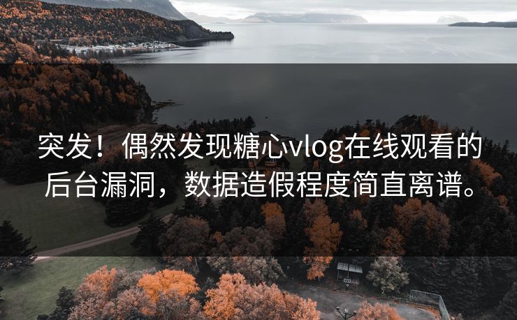 突发！偶然发现糖心vlog在线观看的后台漏洞，数据造假程度简直离谱。