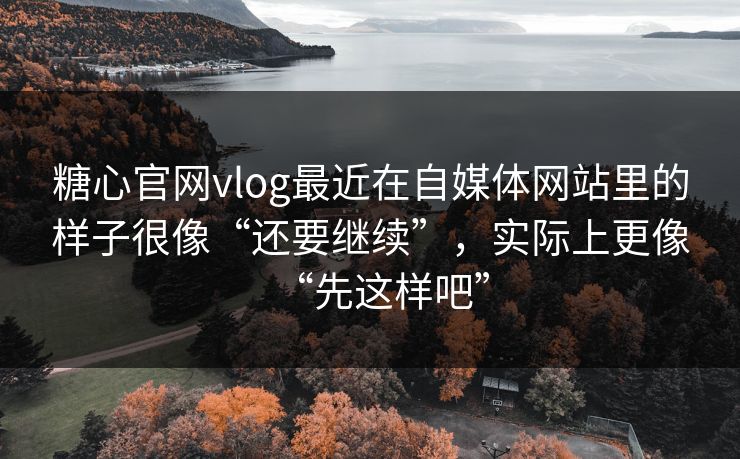 糖心官网vlog最近在自媒体网站里的样子很像“还要继续”，实际上更像“先这样吧”