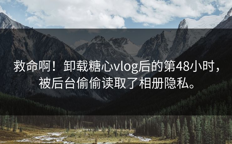 救命啊！卸载糖心vlog后的第48小时，被后台偷偷读取了相册隐私。