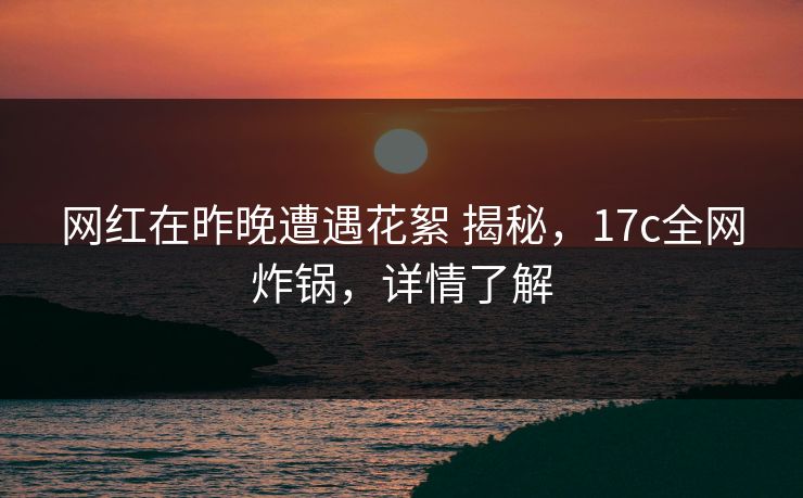 网红在昨晚遭遇花絮 揭秘，17c全网炸锅，详情了解